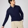 Men's Regent Fine Gauge Cashmere Half Zip Jumper Prussian Blue -Cozy Fashion Shop SS24 NPG000198R P08 1