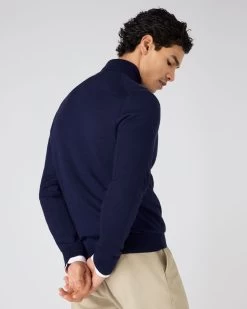 Men's Regent Fine Gauge Cashmere Half Zip Jumper Prussian Blue -Cozy Fashion Shop SS24 NPG000198R P08 4