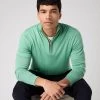 Men's Regent Fine Gauge Cashmere Half Zip Jumper Seafoam Green -Cozy Fashion Shop SS24 NPG000198R S05 1