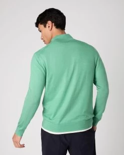 Men's Regent Fine Gauge Cashmere Half Zip Jumper Seafoam Green -Cozy Fashion Shop SS24 NPG000198R S05 4