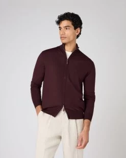 Men's Hyde Fine Gauge Cashmere Full Zip Jumper Clove Brown