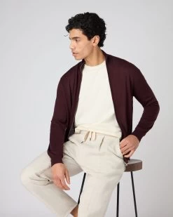 Men's Hyde Fine Gauge Cashmere Full Zip Jumper Clove Brown -Cozy Fashion Shop SS24 NPG000211RC CLO 3