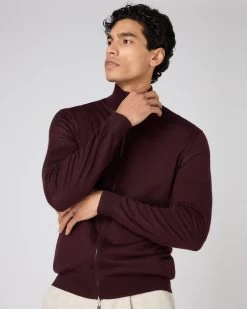 Men's Hyde Fine Gauge Cashmere Full Zip Jumper Clove Brown -Cozy Fashion Shop SS24 NPG000211RC CLO 5
