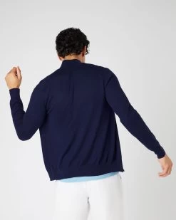 Men's Hyde Fine Gauge Cashmere Full Zip Jumper Prussian Blue -Cozy Fashion Shop SS24 NPG000211RC P08 4