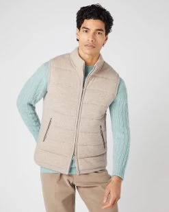 Men's Mall Cashmere Gilet Oatmeal Brown