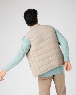 Men's Mall Cashmere Gilet Oatmeal Brown -Cozy Fashion Shop SS24 NPG000219B OPG 4