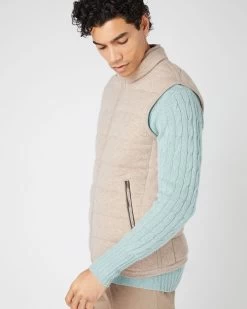 Men's Mall Cashmere Gilet Oatmeal Brown -Cozy Fashion Shop SS24 NPG000219B OPG 5