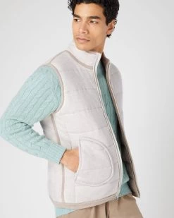 Men's Mall Cashmere Gilet Oatmeal Brown -Cozy Fashion Shop SS24 NPG000219B OPG 5 op