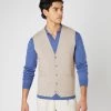 Men's Chelsea Cashmere Waistcoat Oatmeal Brown -Cozy Fashion Shop SS24 NPG000221 OAT 1