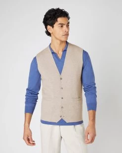 Men's Chelsea Cashmere Waistcoat Oatmeal Brown
