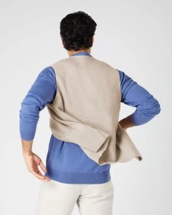 Men's Chelsea Cashmere Waistcoat Oatmeal Brown -Cozy Fashion Shop SS24 NPG000221 OAT 4