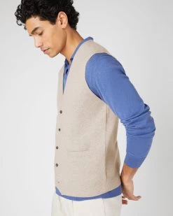 Men's Chelsea Cashmere Waistcoat Oatmeal Brown -Cozy Fashion Shop SS24 NPG000221 OAT 5