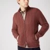 Men's Richmond Cable Cashmere Cardigan Terracotta Brown 1 Men's Richmond Cable Cashmere Cardigan Terracotta Brown -Cozy Fashion Shop SS24 NPG000223 T18 1