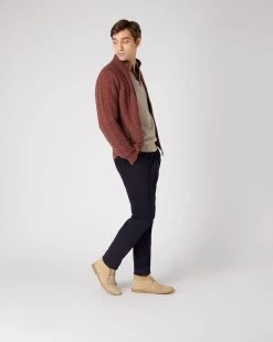 Men's Richmond Cable Cashmere Cardigan Terracotta Brown 9 Men's Richmond Cable Cashmere Cardigan Terracotta Brown -Cozy Fashion Shop SS24 NPG000223 T18 3