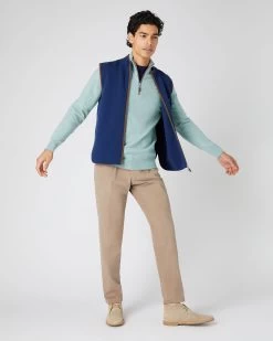 Men's Carnaby Half Zip Cashmere Jumper Oasis Green -Cozy Fashion Shop SS24 NPG000225C OFG 3