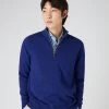 Men's Carnaby Half Zip Cashmere Jumper Sapphire Blue -Cozy Fashion Shop SS24 NPG000225C SBF 1