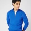 Men's Carnaby Half Zip Cashmere Jumper Sonic Blue -Cozy Fashion Shop SS24 NPG000225C SOS 1