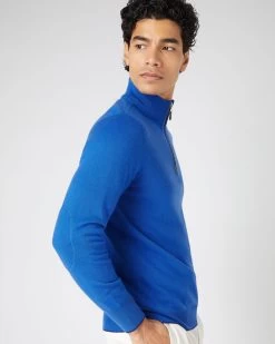 Men's Carnaby Half Zip Cashmere Jumper Sonic Blue 11 Men's Carnaby Half Zip Cashmere Jumper Sonic Blue -Cozy Fashion Shop SS24 NPG000225C SOS 5
