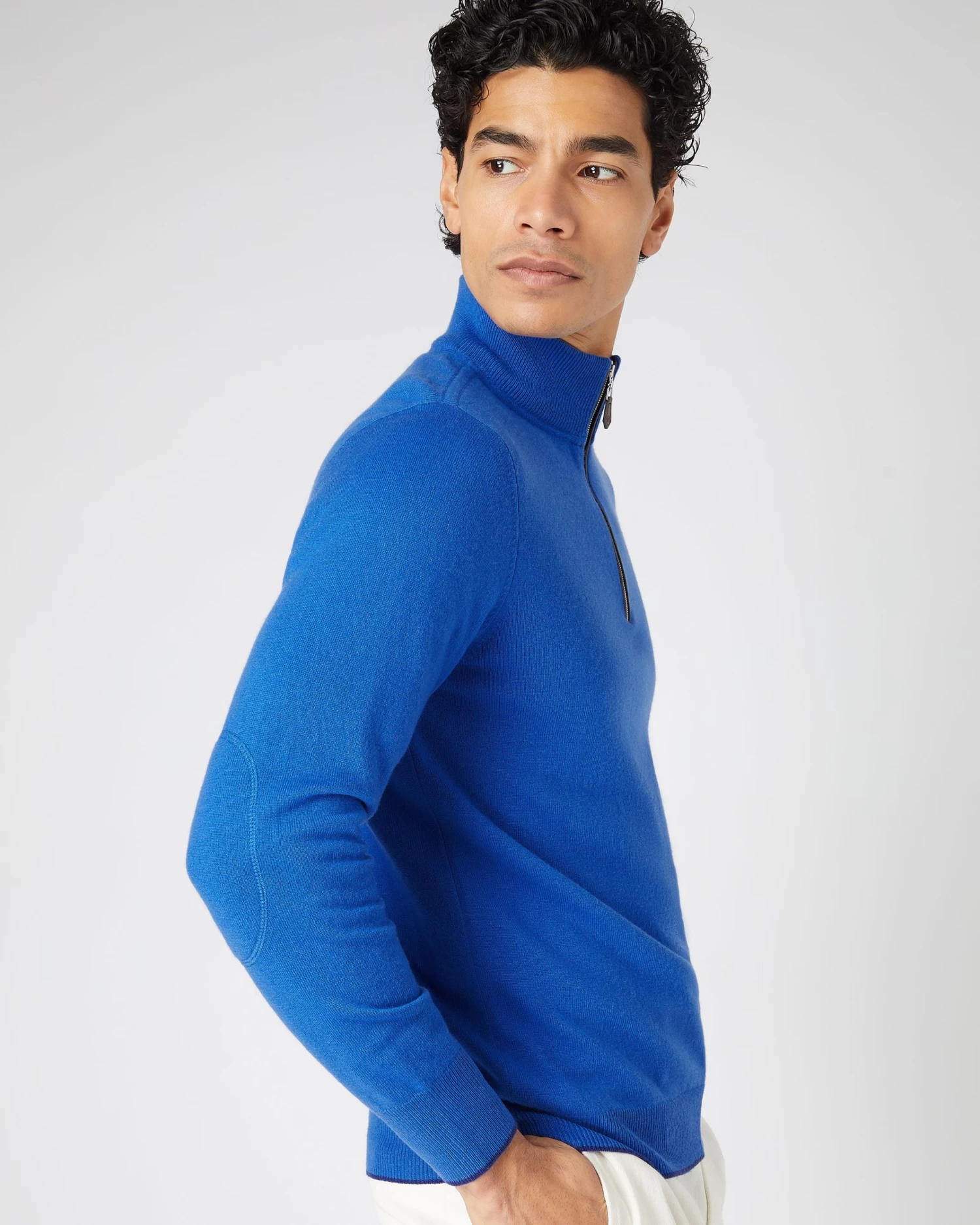 Men's Carnaby Half Zip Cashmere Jumper Sonic Blue 7 Men's Carnaby Half Zip Cashmere Jumper Sonic Blue - Image 5