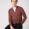 Men's Carnaby Half Zip Cashmere Jumper Terracotta Brown 2 Men's Carnaby Half Zip Cashmere Jumper Terracotta Brown -Cozy Fashion Shop SS24 NPG000225C TOO 1