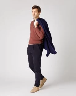 Men's Carnaby Half Zip Cashmere Jumper Terracotta Brown -Cozy Fashion Shop SS24 NPG000225C TOO 3