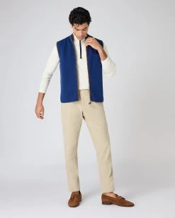 Men's Shaftsbury Suede Trim Cashmere Gilet French Blue -Cozy Fashion Shop SS24 NPG000302B F71 3