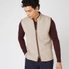 Men's Shaftsbury Suede Trim Cashmere Gilet Oatmeal Brown