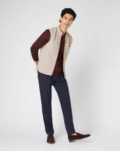 Men's Shaftsbury Suede Trim Cashmere Gilet Oatmeal Brown -Cozy Fashion Shop SS24 NPG000302B OAT 3