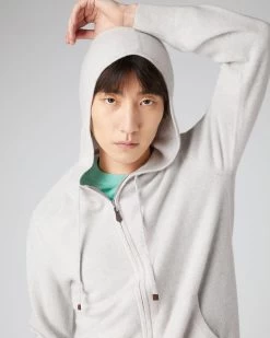 Men's Ladbroke Cashmere Hoodie Pebble Grey -Cozy Fashion Shop SS24 NPG000303B P46 5