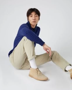 Men's Albemarle Cable Half Zip Cashmere Jumper Sapphire Blue