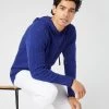 Men's Fitzrovia Cable Cashmere Hoodie Sapphire Blue -Cozy Fashion Shop SS24 NPG000467B S62 1