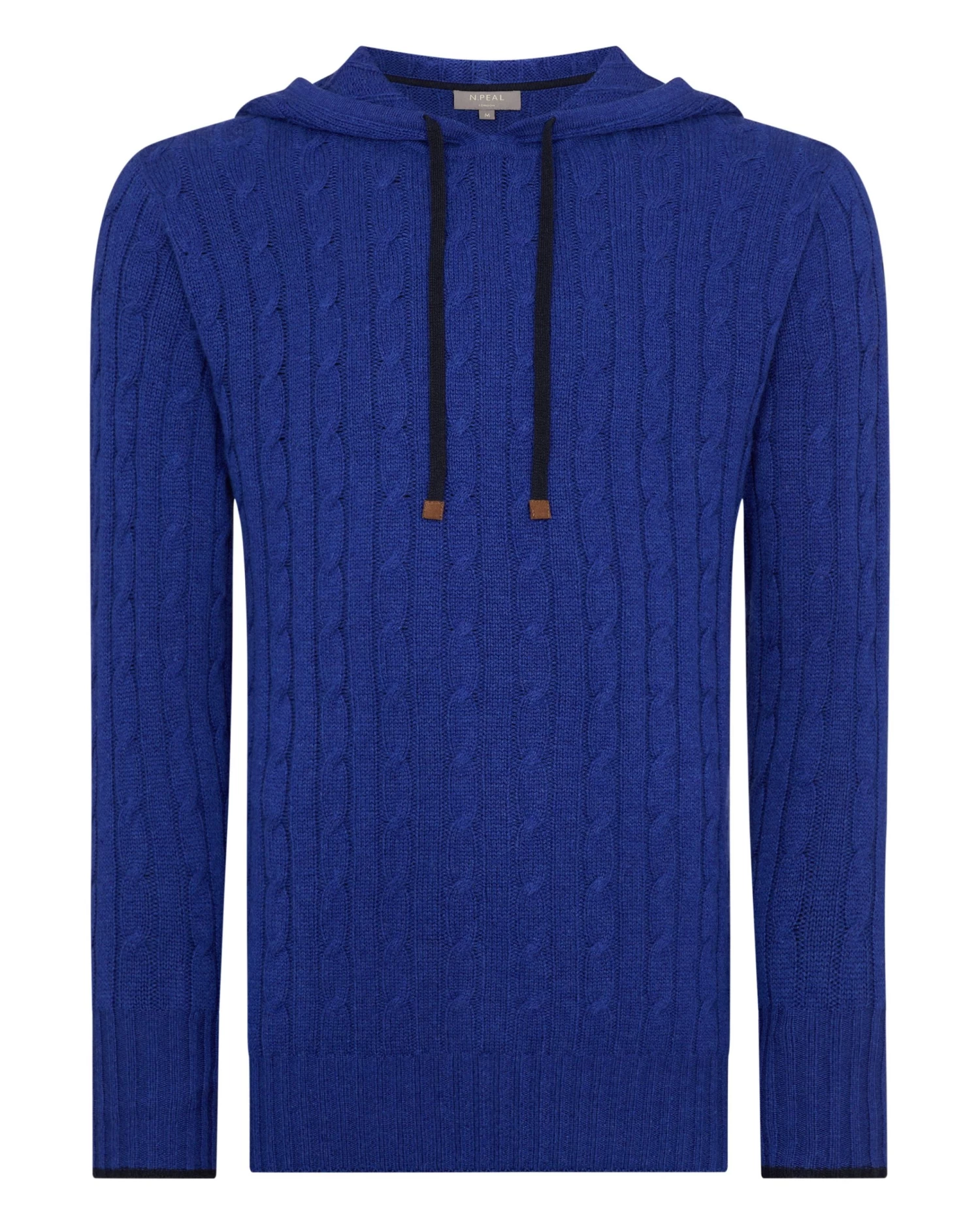 Men's Fitzrovia Cable Cashmere Hoodie Sapphire Blue 4 Men's Fitzrovia Cable Cashmere Hoodie Sapphire Blue - Image 2