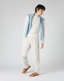 Men's Covent Fine Gauge Cashmere Round Neck Jumper New Ivory White -Cozy Fashion Shop SS24 NPG000476 NIV 3