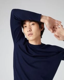 Men's Covent Fine Gauge Cashmere Round Neck Jumper Prussian Blue -Cozy Fashion Shop SS24 NPG000476 P08 5