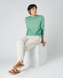 Men's Covent Fine Gauge Cashmere Round Neck Jumper Seafoam Green -Cozy Fashion Shop SS24 NPG000476 S05 3