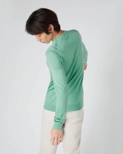 Men's Covent Fine Gauge Cashmere Round Neck Jumper Seafoam Green -Cozy Fashion Shop SS24 NPG000476 S05 4