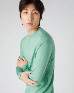 Men's Covent Fine Gauge Cashmere Round Neck Jumper Seafoam Green -Cozy Fashion Shop SS24 NPG000476 S05 5
