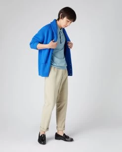 Men's Polzeath Cotton Cashmere Polo T-Shirt Cornflower Blue -Cozy Fashion Shop SS24 NPG000529R C07 3