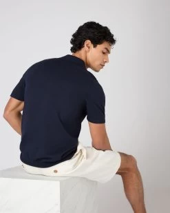 Men's Polzeath Cotton Cashmere Polo T-Shirt Navy Blue 10 Men's Polzeath Cotton Cashmere Polo T-Shirt Navy Blue -Cozy Fashion Shop SS24 NPG000529R N08 4