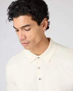 Men's Polzeath Cotton Cashmere Polo T-Shirt New Ivory White -Cozy Fashion Shop SS24 NPG000529R N37 5