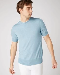 Men's Newquay Cotton Cashmere T-Shirt Cornflower Blue