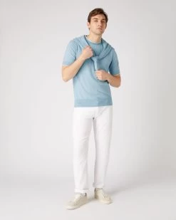 Men's Newquay Cotton Cashmere T-Shirt Cornflower Blue -Cozy Fashion Shop SS24 NPG000531 C07 3