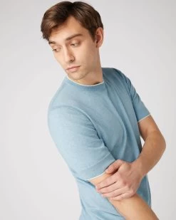 Men's Newquay Cotton Cashmere T-Shirt Cornflower Blue -Cozy Fashion Shop SS24 NPG000531 C07 5