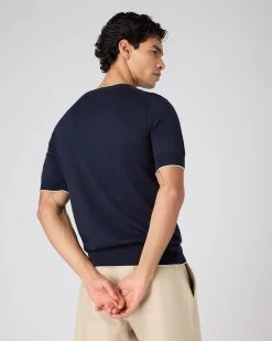 Men's Newquay Cotton Cashmere T-Shirt Navy Blue -Cozy Fashion Shop SS24 NPG000531 N08 4