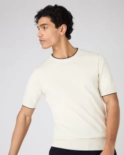 Men's Newquay Cotton Cashmere T-Shirt New Ivory White -Cozy Fashion Shop SS24 NPG000531 N37 5