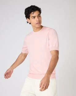 Men's Newquay Cotton Cashmere T-Shirt Spring Pink