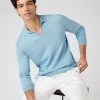Men's Padstow Cotton Cashmere Polo Shirt Cornflower Blue 1 Men's Padstow Cotton Cashmere Polo Shirt Cornflower Blue -Cozy Fashion Shop SS24 NPG000535 C01 1