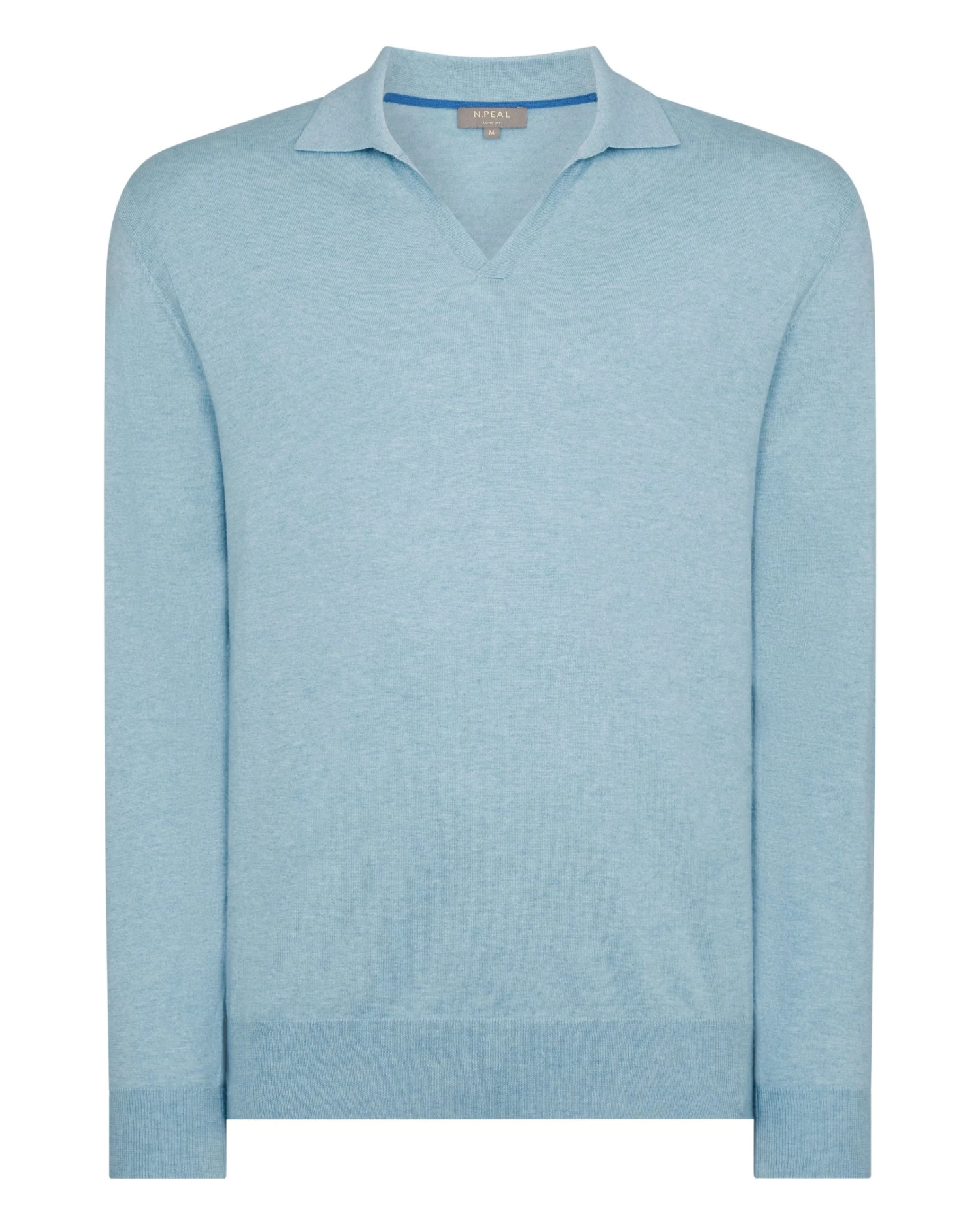 Men's Padstow Cotton Cashmere Polo Shirt Cornflower Blue 4 Men's Padstow Cotton Cashmere Polo Shirt Cornflower Blue - Image 2