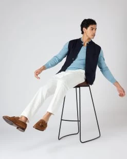 Men's Padstow Cotton Cashmere Polo Shirt Cornflower Blue 10 Men's Padstow Cotton Cashmere Polo Shirt Cornflower Blue -Cozy Fashion Shop SS24 NPG000535 C01 3