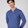 Men's Padstow Cotton Cashmere Polo Shirt Denim Blue -Cozy Fashion Shop SS24 NPG000535 DEN 1